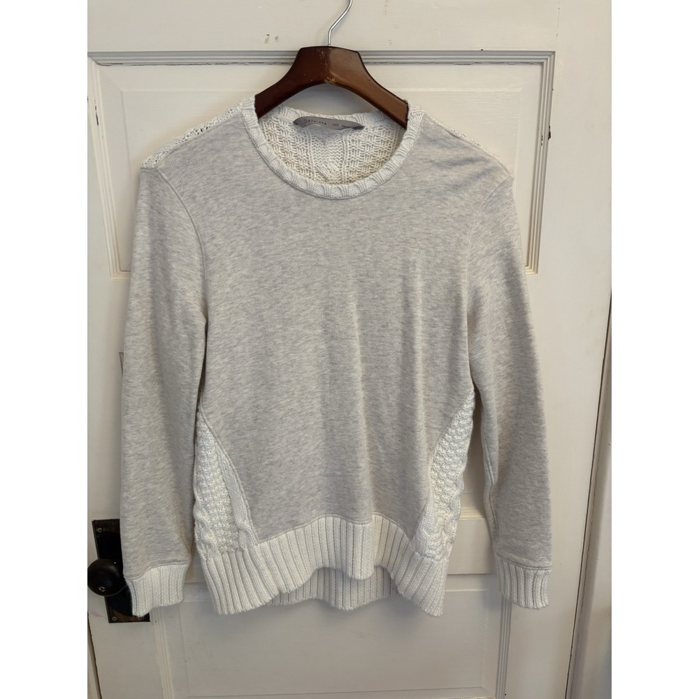 Athleta Women's Madera Sweatshirt Ivory Chunky Cable‎ Knit Back Merino Wool XXS